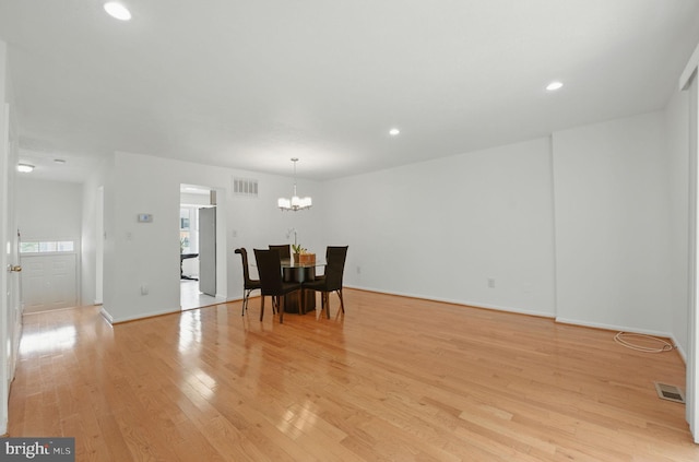 1252 Knoll Mist Ln, Gaithersburg, MD 20879 - dining space with a chandelier, light wood-type flooring, and recessed lighting