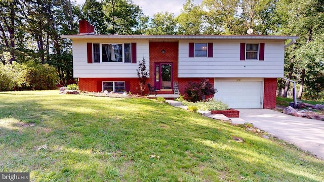 14701 Viewcrest Rd SW, Cresaptown, MD 21502 - bi-level home featuring a chimney, brick siding, a garage, and driveway