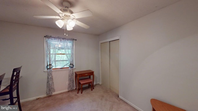 14701 Viewcrest Rd SW, Cresaptown, MD 21502 - office area with light colored carpet, ceiling fan, and baseboards