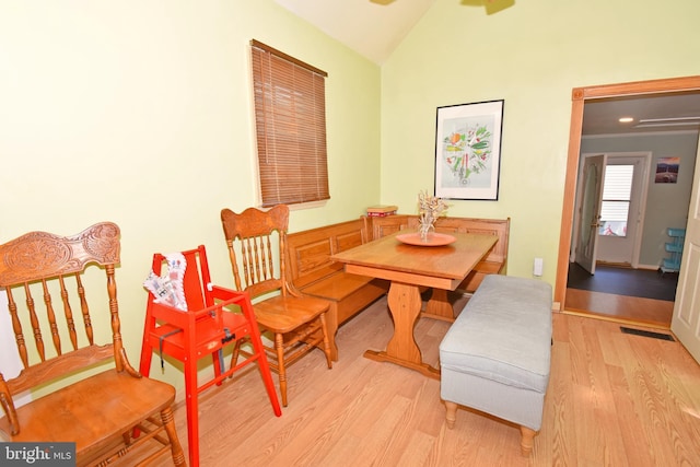 6 Quincy Ct, Ocean Pines, MD 21811 - dining area featuring light wood finished floors and vaulted ceiling