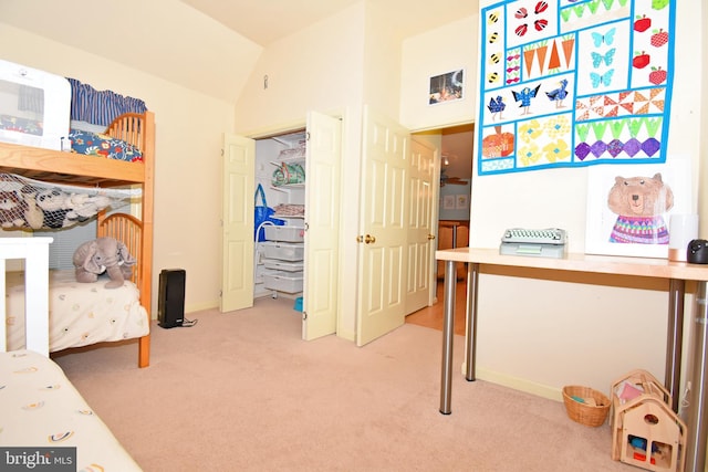 6 Quincy Ct, Ocean Pines, MD 21811 - bedroom featuring light carpet, vaulted ceiling, and baseboards