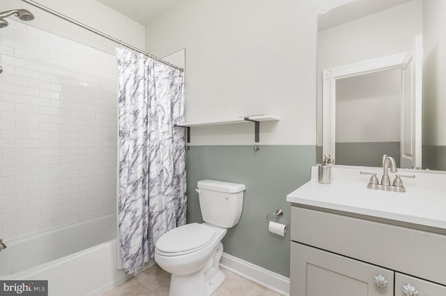 814 N Patterson Park Ave, Baltimore, MD 21205 - bathroom with toilet, vanity, tile patterned floors, shower / tub combo with curtain, and baseboards