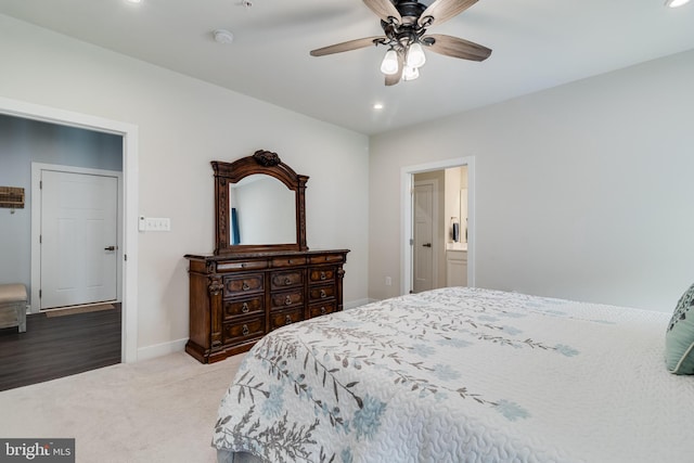 10104 Dressage Dr, Upper Marlboro, MD 20772 - bedroom featuring recessed lighting, carpet flooring, baseboards, a ceiling fan, and connected bathroom