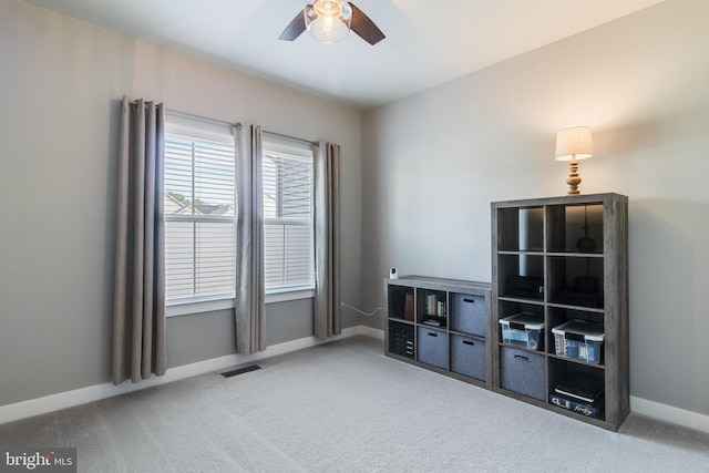 10104 Dressage Dr, Upper Marlboro, MD 20772 - spare room featuring carpet flooring, a ceiling fan, and baseboards