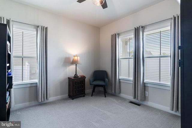 10104 Dressage Dr, Upper Marlboro, MD 20772 - living area featuring ceiling fan, carpet, and baseboards