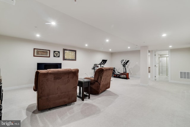 10104 Dressage Dr, Upper Marlboro, MD 20772 - living room with recessed lighting, light carpet, and baseboards