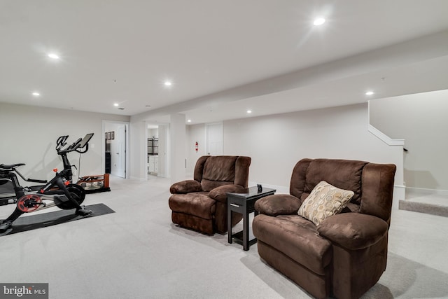 10104 Dressage Dr, Upper Marlboro, MD 20772 - workout area with recessed lighting, light carpet, and baseboards