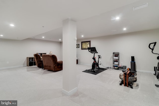 10104 Dressage Dr, Upper Marlboro, MD 20772 - workout area featuring baseboards, carpet flooring, and recessed lighting