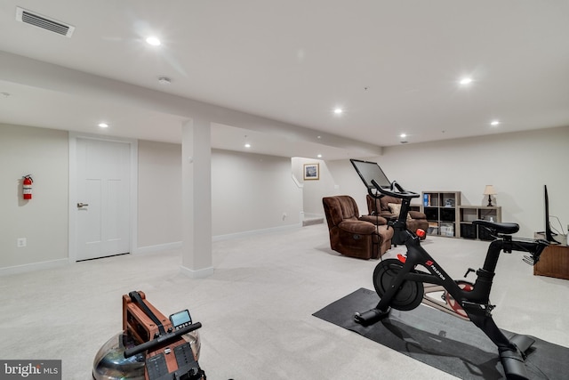 10104 Dressage Dr, Upper Marlboro, MD 20772 - workout area featuring recessed lighting, light carpet, and baseboards