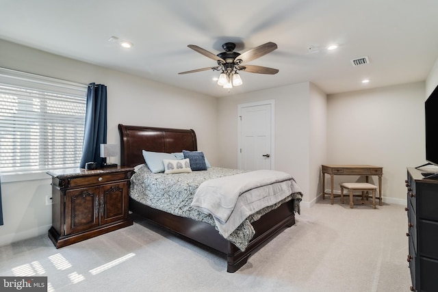 10104 Dressage Dr, Upper Marlboro, MD 20772 - bedroom with light carpet, baseboards, ceiling fan, and recessed lighting