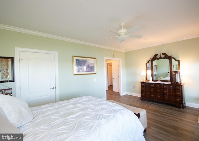 301 Muir St Unit 201, Cambridge, MD 21613 - bedroom featuring wood finished floors, ornamental molding, baseboards, and a ceiling fan