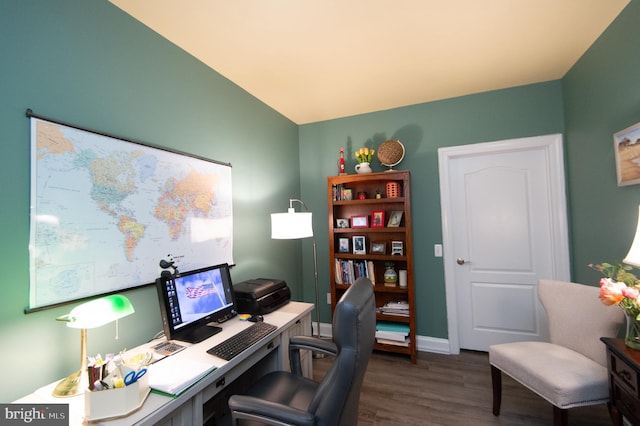 301 Muir St Unit 201, Cambridge, MD 21613 - home office featuring dark wood finished floors and baseboards