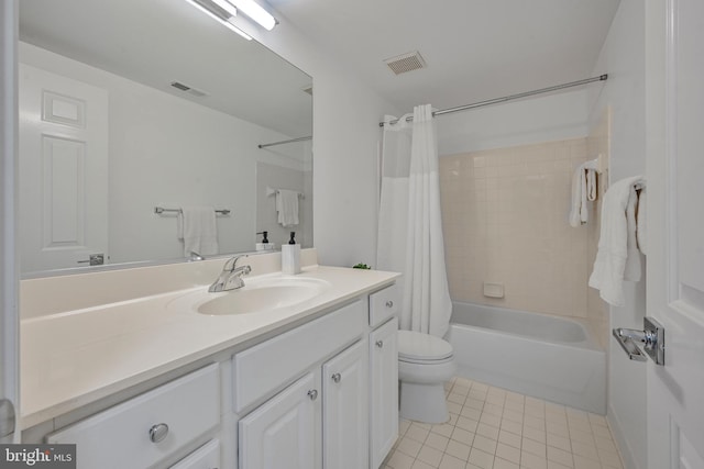 5127 Cathedral Ave NW, Washington, DC 20016 - full bath with vanity, tile patterned flooring, toilet, and shower / bathtub combination with curtain