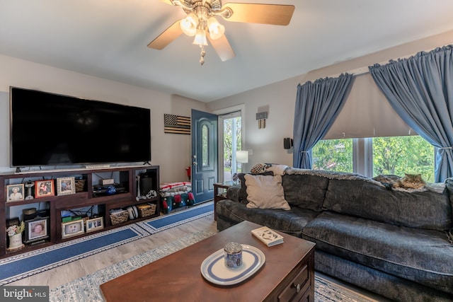 46 Jefferson St, Weatherly, PA 18255 - living area with wood finished floors and ceiling fan