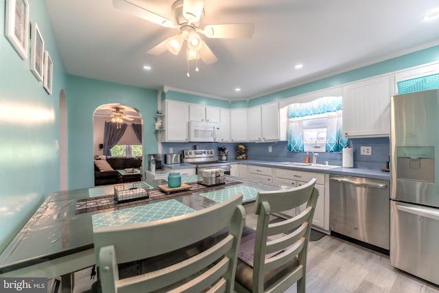 46 Jefferson St, Weatherly, PA 18255 - kitchen with appliances with stainless steel finishes, ceiling fan, a sink, plenty of natural light, and recessed lighting