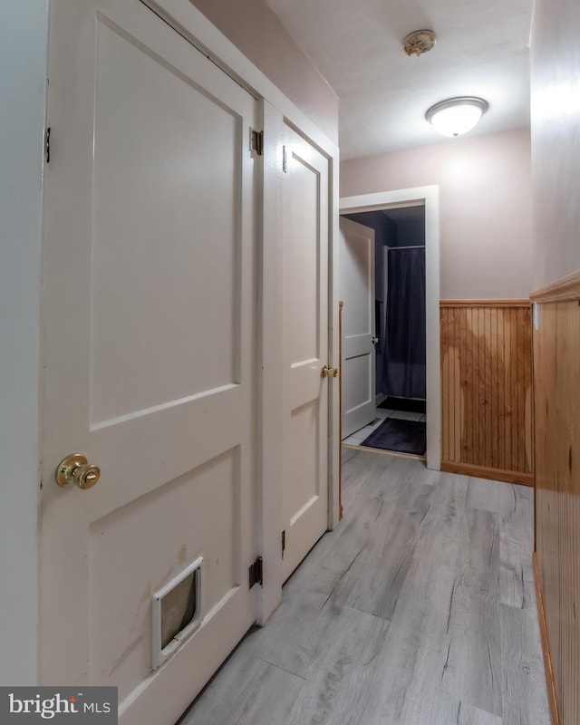 46 Jefferson St, Weatherly, PA 18255 - hallway with a wainscoted wall, light wood finished floors, and wood walls