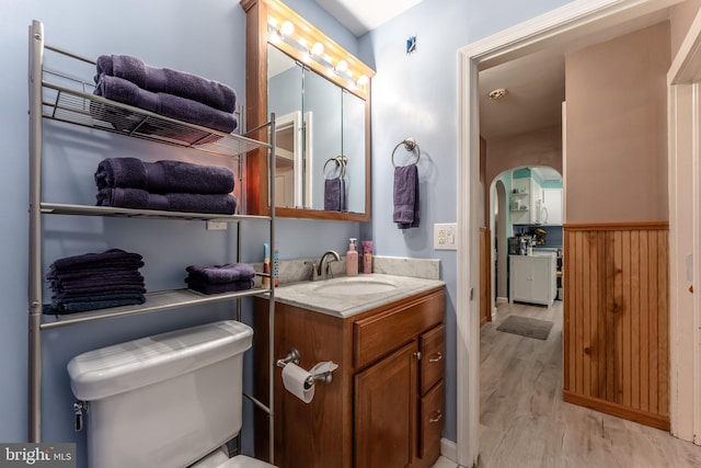 46 Jefferson St, Weatherly, PA 18255 - half bath featuring wood finished floors, vanity, and toilet