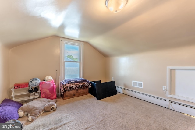46 Jefferson St, Weatherly, PA 18255 - additional living space featuring carpet flooring, vaulted ceiling, and baseboard heating