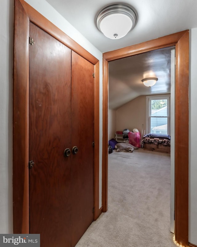 46 Jefferson St, Weatherly, PA 18255 - hall featuring light carpet and lofted ceiling