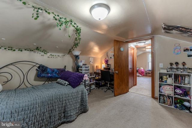46 Jefferson St, Weatherly, PA 18255 - bedroom with carpet flooring, lofted ceiling, and a desk