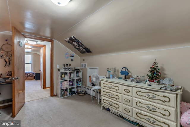 46 Jefferson St, Weatherly, PA 18255 - sitting room featuring light colored carpet, a baseboard heating unit, and lofted ceiling