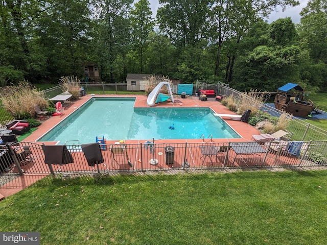 131 Winding Way, Bangor, PA 18013 - view of swimming pool featuring a water slide and a patio area