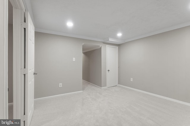 941 Sherwood Ct, Sterling, VA 20164 - finished basement featuring ornamental molding, recessed lighting, light carpet, and baseboards