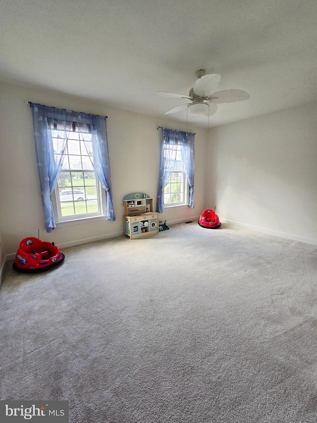 7677 Green Ridge Ln, Abbottstown, PA 17301 - game room featuring carpet, baseboards, and a ceiling fan
