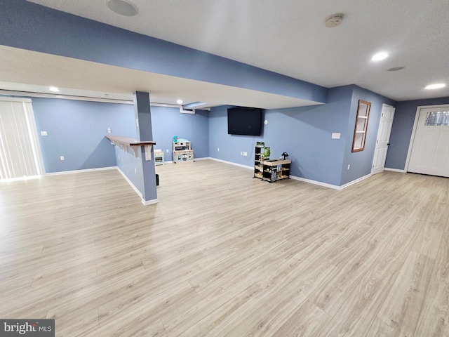 7677 Green Ridge Ln, Abbottstown, PA 17301 - finished below grade area with baseboards, wood finished floors, and recessed lighting