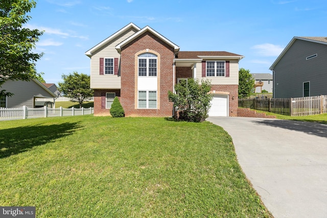 1118 Ashby St, Front Royal, VA 22630 - split foyer home with brick siding, concrete driveway, and a garage