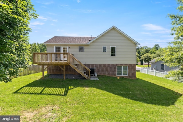 1118 Ashby St, Front Royal, VA 22630 - back of property with stairway, a deck, and a shingled roof