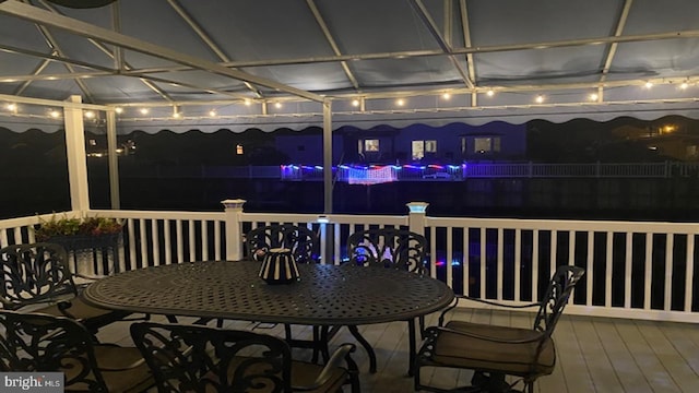887 Beach Haven W Blvd, Manahawkin, NJ 08050 - deck at night with outdoor dining space