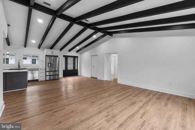 2761 Ebbvale Rd, Manchester, MD 21102 - unfurnished living room featuring recessed lighting, wood finished floors, a sink, and baseboards