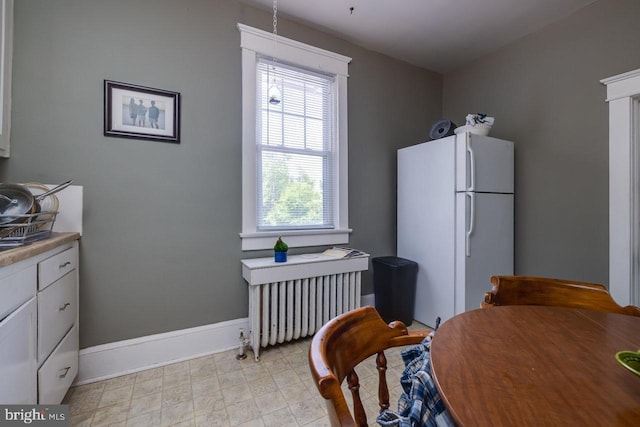 289 Newman Ave, Harrisonburg, VA 22801 - kitchen with freestanding refrigerator, radiator heating unit, plenty of natural light, and baseboards