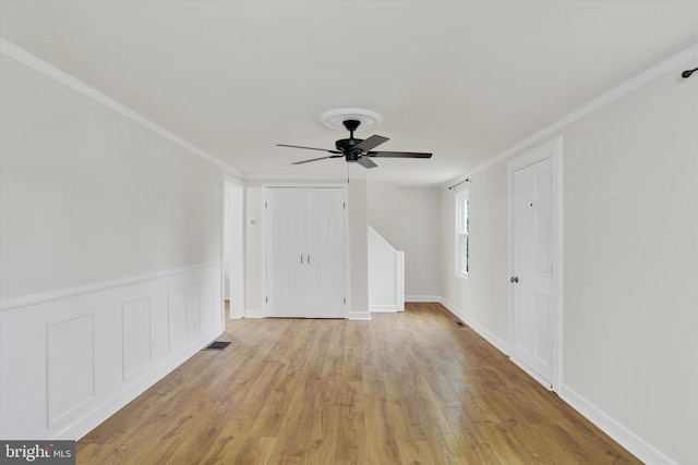322 S Progress Ave, Harrisburg, PA 17109 - unfurnished room with ceiling fan, crown molding, and light wood-style floors