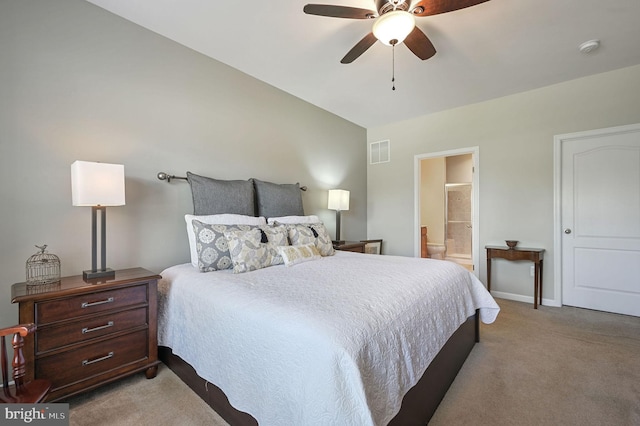 42 Cresthaven Ln, Dover, DE 19901 - carpeted bedroom with ensuite bath, ceiling fan, and baseboards