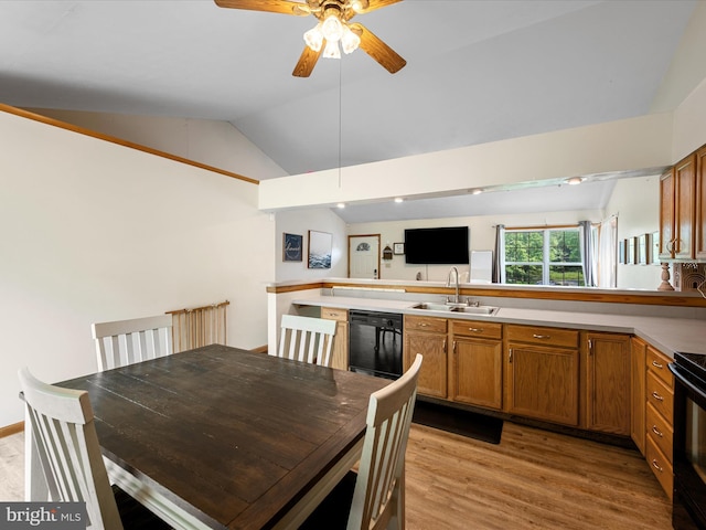 979 John Brown Farm Rd, Harpers Ferry, WV 25425 - dining space with lofted ceiling, light wood-type flooring, and ceiling fan