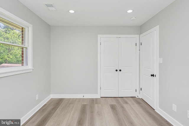 2017 Fairlane Rd, Bel Air, MD 21015 - unfurnished bedroom with light wood-style flooring, recessed lighting, baseboards, and a closet