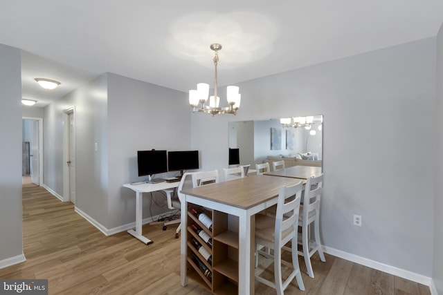 8822 Tanglewood Ln, Manassas, VA 20110 - dining space with a chandelier, wood finished floors, and baseboards