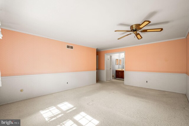 1050 Powderhorn Dr, Glen Mills, PA 19342 - empty room with ceiling fan, ornamental molding, and carpet