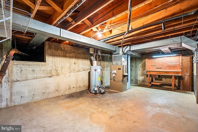 1050 Powderhorn Dr, Glen Mills, PA 19342 - unfinished basement with gas water heater and heating unit