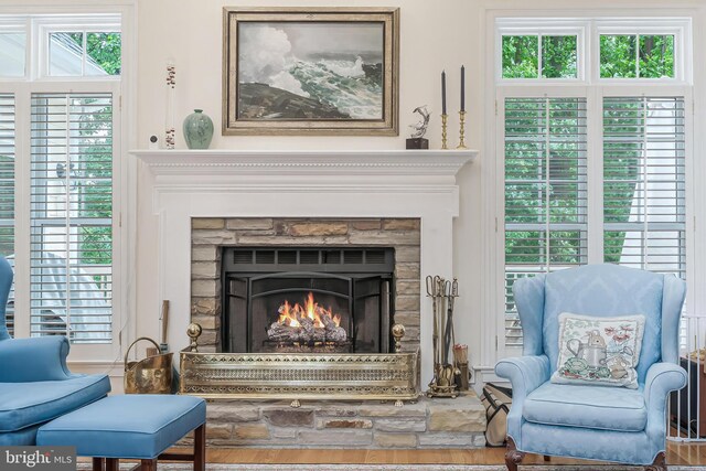 11709 Pine Tree Dr, Fairfax, VA 22033 - sitting room featuring a stone fireplace