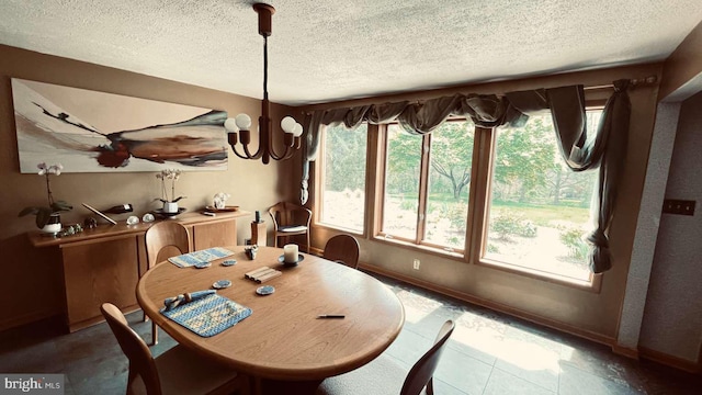 33 Morgan Hollow Way, Landenberg, PA 19350 - tiled dining area featuring a textured ceiling, a chandelier, and baseboards