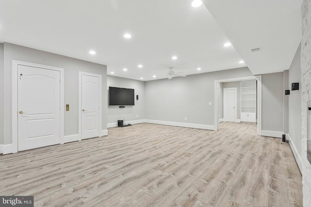 1473 Evans Farm Dr, Mclean, VA 22101 - below grade area featuring ceiling fan, light wood-style flooring, baseboards, and recessed lighting