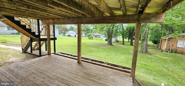 2205 Roth Rd, Edgewood, MD 21040 - deck featuring stairs, a yard, an outbuilding, and a residential view