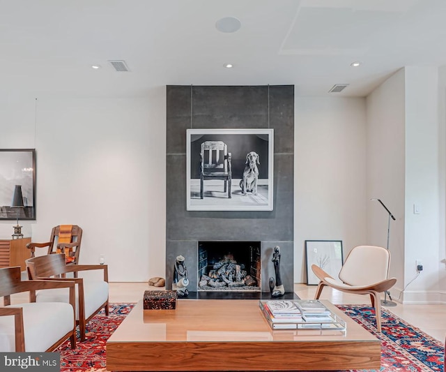 1448 Corcoran St NW, Washington, DC 20009 - living area with a large fireplace and recessed lighting