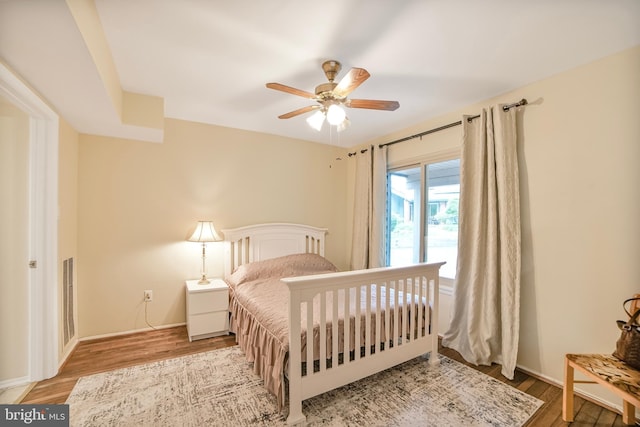 20138 Wynnfield Dr, Germantown, MD 20874 - bedroom featuring light wood-style floors, ceiling fan, baseboards, and access to outside