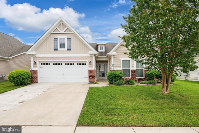 54 Ruddy Duck Ln, Bridgeville, DE 19933 - craftsman inspired home with brick siding, concrete driveway, board and batten siding, and a front yard
