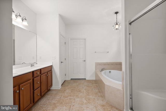 54 Ruddy Duck Ln, Bridgeville, DE 19933 - full bath featuring vanity, a bath, an enclosed shower, and tile patterned floors
