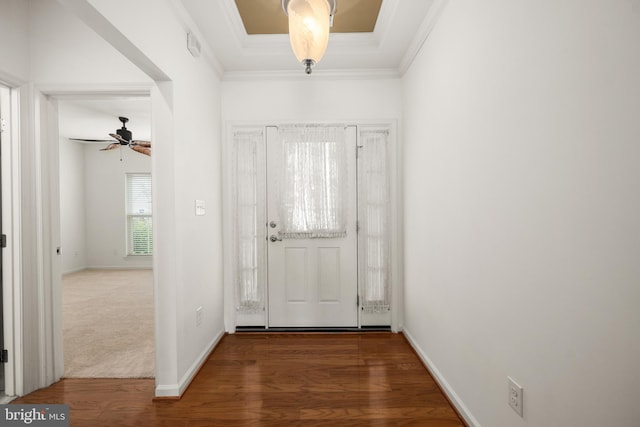 54 Ruddy Duck Ln, Bridgeville, DE 19933 - entrance foyer with wood finished floors, crown molding, baseboards, and ceiling fan